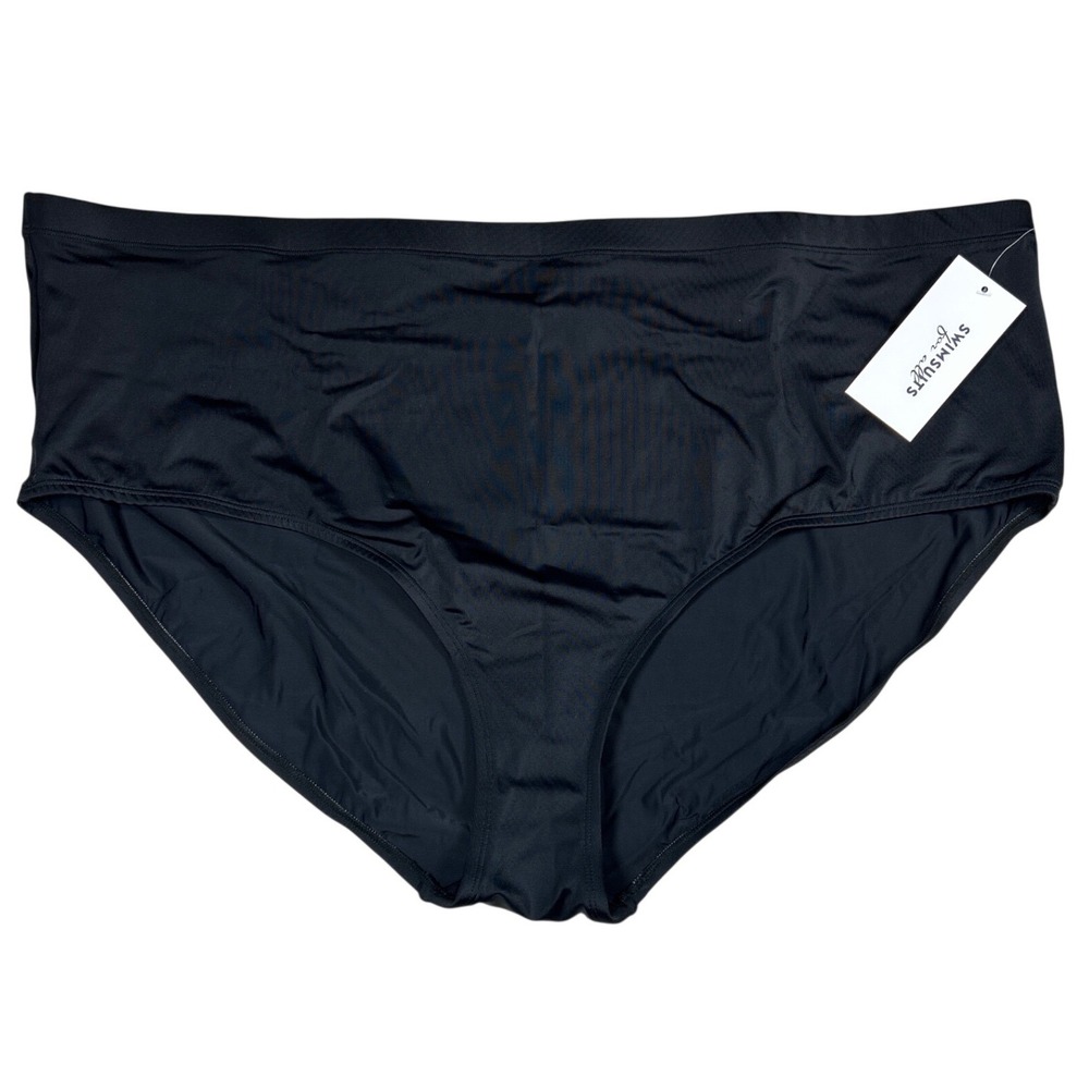 Swimsuits For All Womens Plus Size 34 High Waisted Bikini Bottom Black Solid NWT